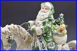 Fitz Floyd Winter Garden Santa On Horse Christmas Figurine Bunny Rabbit MIB