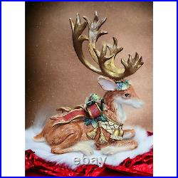 Fitz and Floyd CHRISTMAS DEER COLLECTION LARGE SITTING REINDEER DISCONTINUED