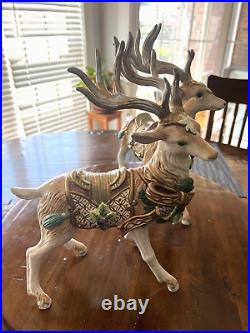 Fitz and Floyd Florentine Christmas Deer Figurines (2) Beautiful Original Box