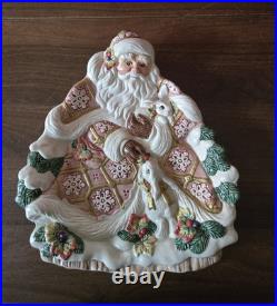 Fitz and Floyd Santa Claus Christmas Ceramic Centerpiece Dish Plate Multicolor