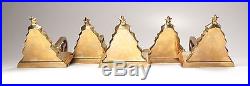 Five Solid Brass Christmas Tree Stocking Holder Mantel Hangers 5 3/8 Tall