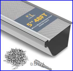 Flamorrow Stainless Steel Gutter Guard, 48Ft Cover, Micro-Mesh Gray