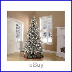 Flocked Pre-Lit 7.5′ Snowy White Christmas Tree Clear Lights Holiday Decor