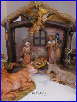 Fontanini 5 Scale 14pc Nativity Figurines with Lighted Resin Stable Fontanini 5 Scale 14pc Nativity Figurines with Lighted Resin Stable