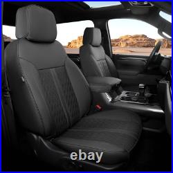 For 2019-2025 Chevy Silverado GMC Sierra Crew Cab 1500 Black Leather Seat Covers