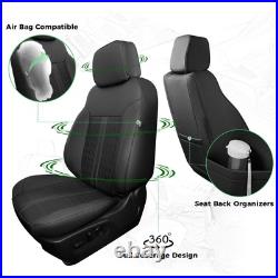 For 2019-2025 Chevy Silverado GMC Sierra Crew Cab 1500 Black Leather Seat Covers