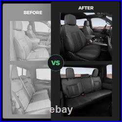 For 2019-2025 Chevy Silverado GMC Sierra Crew Cab 1500 Black Leather Seat Covers