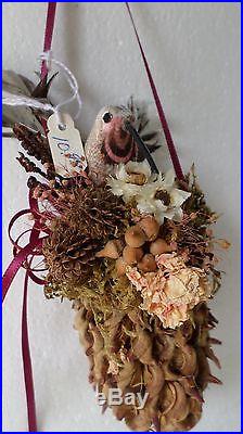 Four 4 Vintage Birds Nest Natural Handmade Christmas Home Decor Ornaments Bird