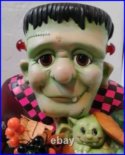 Frankenstein Painted Ceramic Halloween Light Up Decor 18 in WORKING