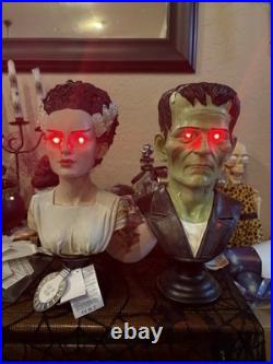 Frankenstein and Bride of Frankenstein Light Up Busts 13