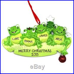 Frog Family of 4 Personalized Christmas Tree Ornament Holiday Gift 2015