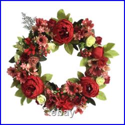 Front Door Wreath Peony Flower Welcome Sign Artificial Flower Wreaths Silk