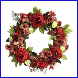 Front Door Wreath Peony Flower Welcome Sign Artificial Flower Wreaths Silk