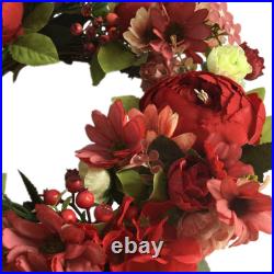 Front Door Wreath Peony Flower Welcome Sign Artificial Flower Wreaths Silk