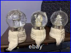 Frontgate 2003 Snowglobe Stocking hangers Set of 3, Tree Santa Reindeer, Limited