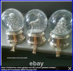 Frontgate 2003 Snowglobe Stocking hangers Set of 3, Tree Santa Reindeer, Limited