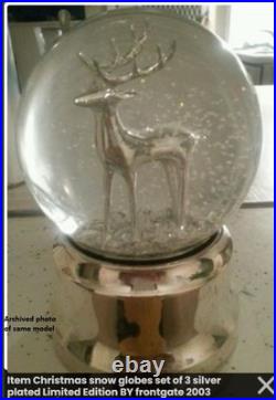 Frontgate 2003 Snowglobe Stocking hangers Set of 3, Tree Santa Reindeer, Limited