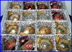 Frontgate 20-Piece Designer Blown-Glass Ornament Set-Dark Red/Burgundy & Gold #1