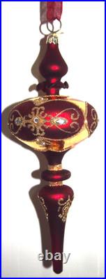 Frontgate 20-Piece Designer Blown-Glass Ornament Set-Dark Red/Burgundy & Gold #1