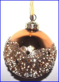 Frontgate 20-Piece Round Designer Blown-Glass Ornament Set-Burgundy/Green/Gold