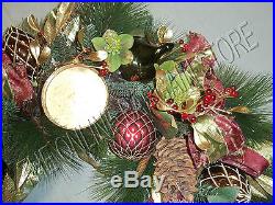 Frontgate Christmas Holiday Centerpiece Table Wreath Pinecones Red Green 32