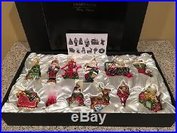 Frontgate Christmas Holiday Glass Ornaments Set of 12