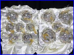 Frontgate Christmas Holiday Set 12 Clear with Gold Scroll Glass Ornaments