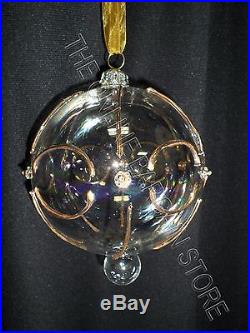 Frontgate Christmas Holiday Set 12 Clear with Gold Scroll Glass Ornaments