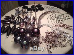 Frontgate Designer Ornament Collection 72 pieces Stunning Purple Silver Black