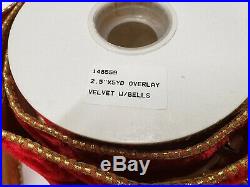 Frontgate Discontinued 4 Nib Red Velvet Wide Ribbon With Mini Bells + 1