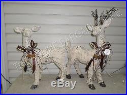 Frontgate Grandinroad Christmas Snow Frosted Reindeer Figures Decor Set 2 Large
