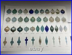 Frontgate Holiday Collection Box Set of 60 Glass Christmas Ornaments Blue White