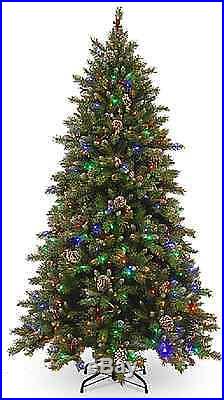 Frosted Berry Memory Hinged CHRISTMAS TREE With Dual Color LED Lights 7.5 Ft New