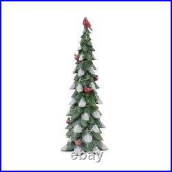 Frosted Cardinal Pine Tree (Set of 3)