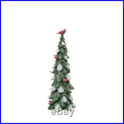 Frosted Cardinal Pine Tree (Set of 3)