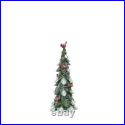 Frosted Cardinal Pine Tree (Set of 3)