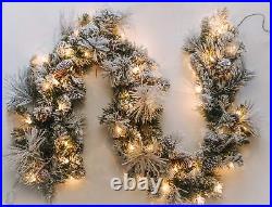 Frosted Holiday Pine Garland with Lights 6 Feet