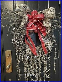 Frosted jeweled holiday wreath