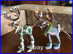 Full Set (8) Patience Brewster Mackenzie-Childs Reindeer Tree Ornaments 4 1/2ea