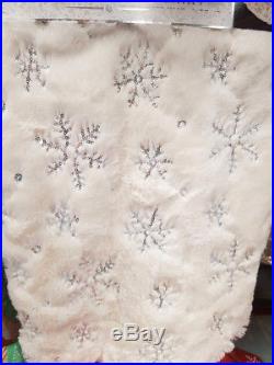 Fur Sequin Snowflake Christmas Tree Skirt Festive Home Xmas Snowflake Decor UK