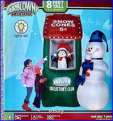 GEMMY AIRBLOWN INFLATABLE COLLECTORS CLUB SNOWMAN PENGUIN SNOWCONE STAND 8FT NIB