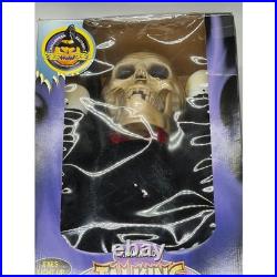 GEMMY Halloween Factory Animated Talking Skeleton 3 1/2 Foot Floor Stand Scary