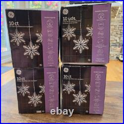 GE 10 CT 150 Light Snowflake Icicle Stylelights Clear Christmas LOT OF 4 NEW BOX