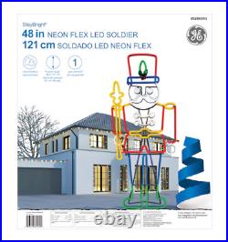 GE 48 StayBright LED Neon Flex Soldier with Holly Leaf Decor Indoor Outdoor NIB