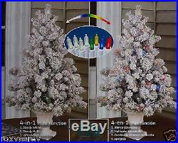 GE 4.5-ft PreLit Pine Flocked White Artificial Christmas Tree Changing LED Light