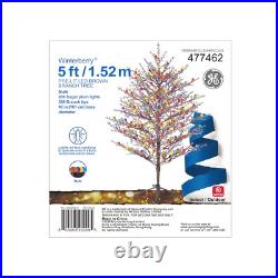 GE 5-ft Winterberry Lighted Twig Brown Artificial Christmas Tree Indoor/Outdoor
