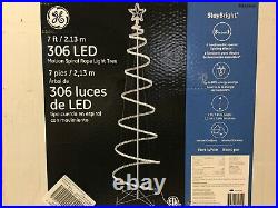 GE 7Ft 306 LED Motion Spiral Rope Light Tree 8 Function Effect Christmas Display