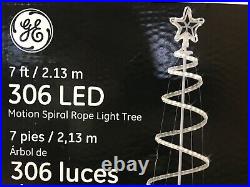 GE 7Ft 306 LED Motion Spiral Rope Light Tree 8 Function Effect Christmas Display
