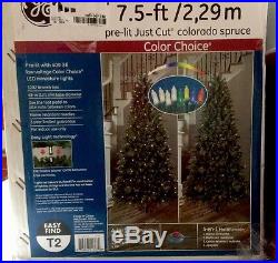 GE 7.5 ft. Pre-Lit LED Just Cut Colorado Spruce Artificial Tree 01667HD Used