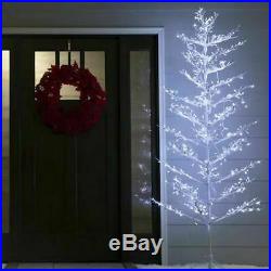 GE 7-ft Pre-Lit Winterberry Slim Artificial Christmas Tree 400 White LED Lights